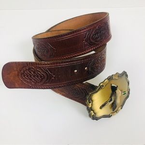 Vintage Leather Belt With Unique Buckle